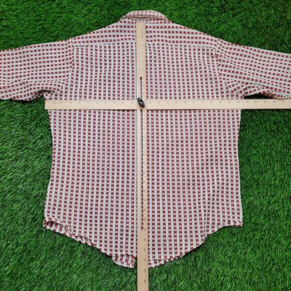 Vintage 70s Campus Dagger Collar Disco Shirt Medium 16 Geometric Print Op Art - Picture 4 of 10